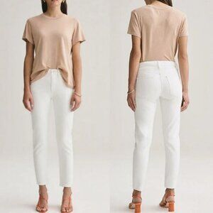 NWT Agolde Toni Mid Rise Straight Leg Denim Jeans in Radiate White Wash Size: 30